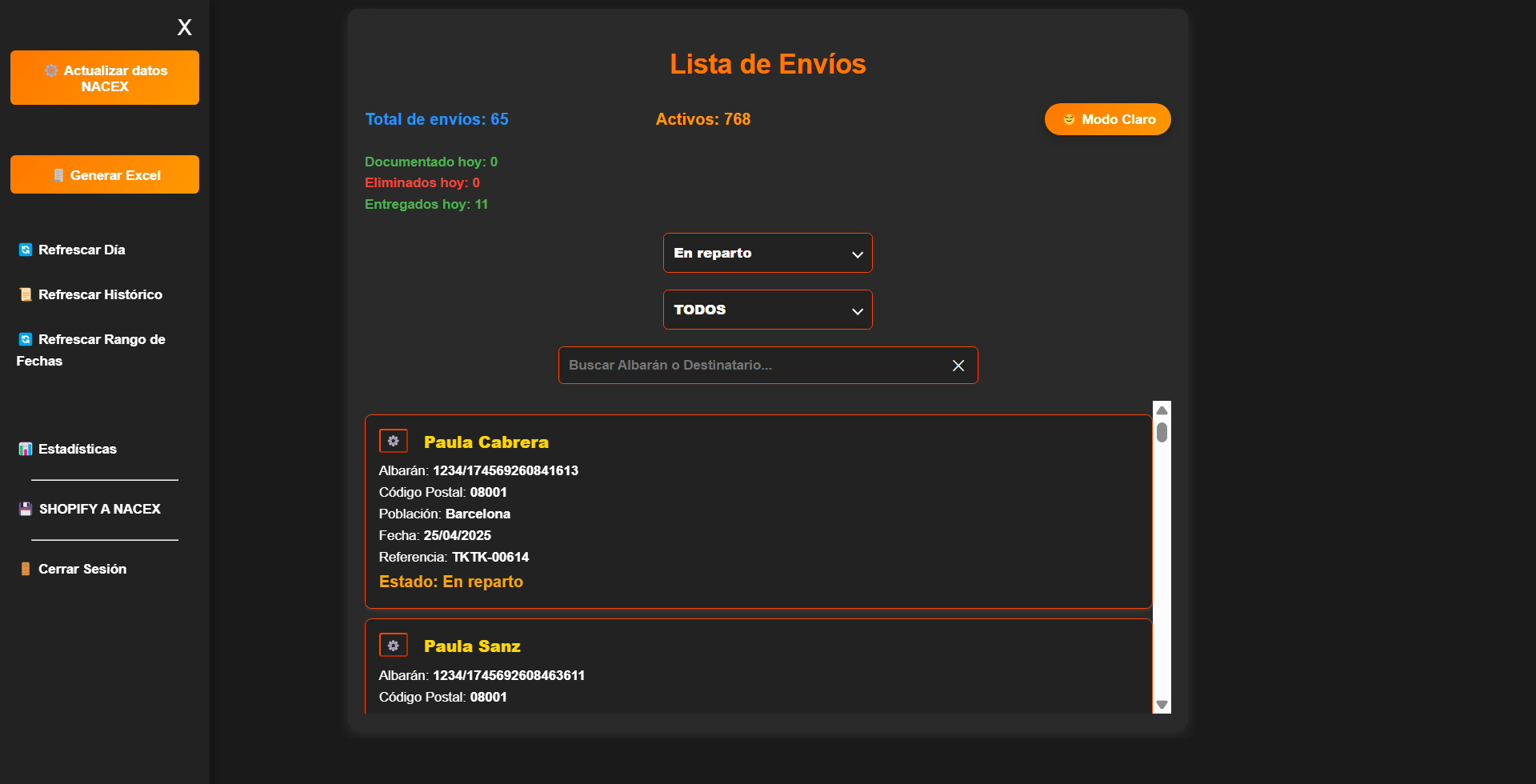 Panel de Control Web